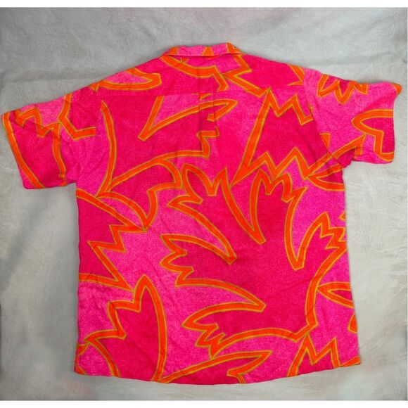 Vintage Alfred Shaheen Shirt Neon Pink Rare Size L/XL Tiki Hawaiian 1960s MCM - Picture 2 of 13